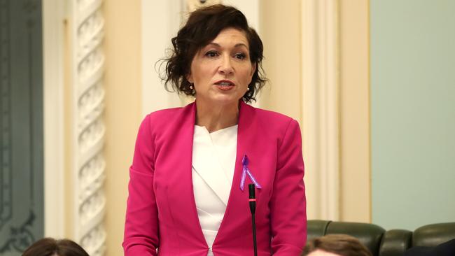 Minister Leeanne Enoch speaking during Queensland Parliament question time this week. Picture: Jono Searle