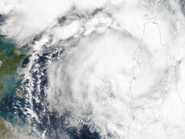 A NASA satellite image of Cyclone Trevor taken on Thursday