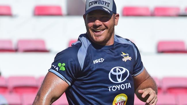 Scott was all smiles at Cowboys training. Picture: Evan Morgan