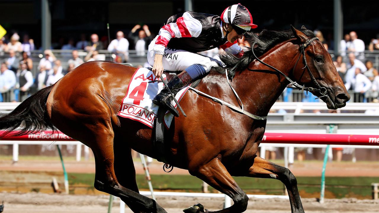 Polanski winning the Victoria Derby. Picture: Colleen Petch