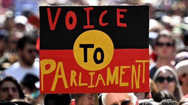 People march in Melbourne to show their support for the Indigenous voice to parliament referendum.