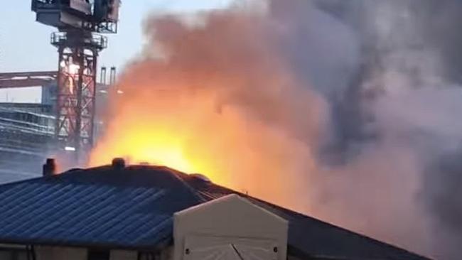 The fire sent heavy smoke into Kogarah Town Square on Sunday evening. Picture: Facebook