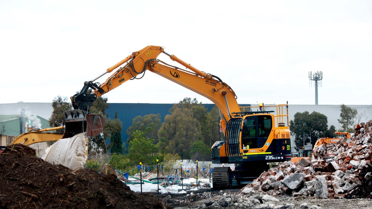 Bulldozers working on the Parramatta light rail project in Camellia. Picture: AAP Image / Angelo Velardo