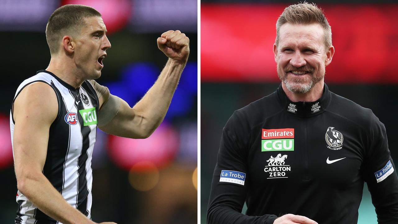 Collingwood produced a famous upset of 11-1 Melbourne to send off Nathan Buckley in style.