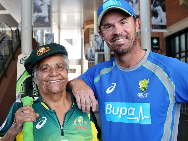 Faith Thomas with Greg Blewett at Adelaide Oval in 2015. Picture: Calum Robertson