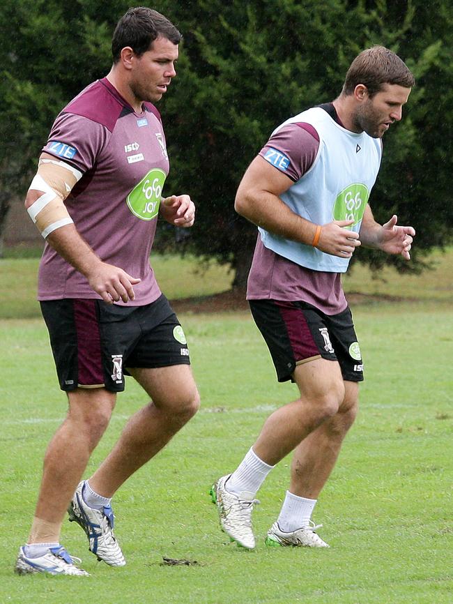 Josh Starling and Blake Leary at Sea Eagles training.