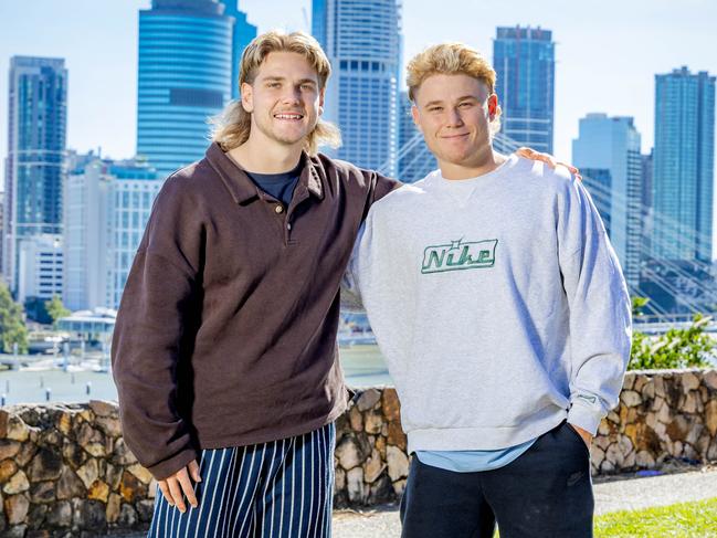 **DO NOT USE: HOLD FOR THE COURIER-MAIL** Brisbane Lions AFL players Will and Levi Ashcroft, Wednesday, May 28, 2025 - Picture: Richard Walker