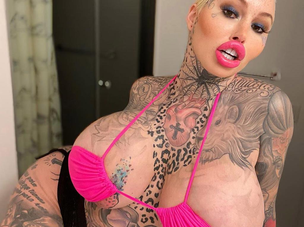 Ten-kilo breast model Mary Magdalene has one of her implants burst