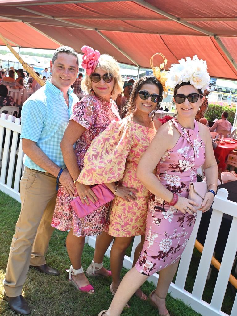 Dustin Warthold, Kristi Moseley, Sandy Nair and Lauren Warthold at the 2021 Great Northern Darwin Cup. Picture: Julianne Osborne