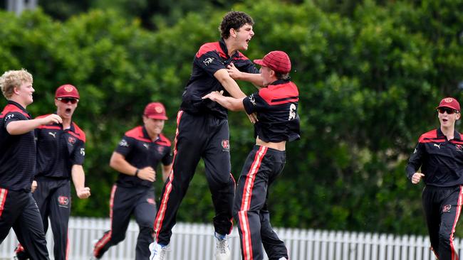 Terrace celebrate a win GPS First XI cricket between Terrace and Ipswich Grammar School Saturday February 1, 2025. Picture, John Gass