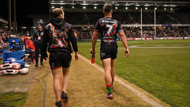 Lachlan Ilias was hooked in the first half of their embarrassing loss to the Dragons. Picture: NRL Images