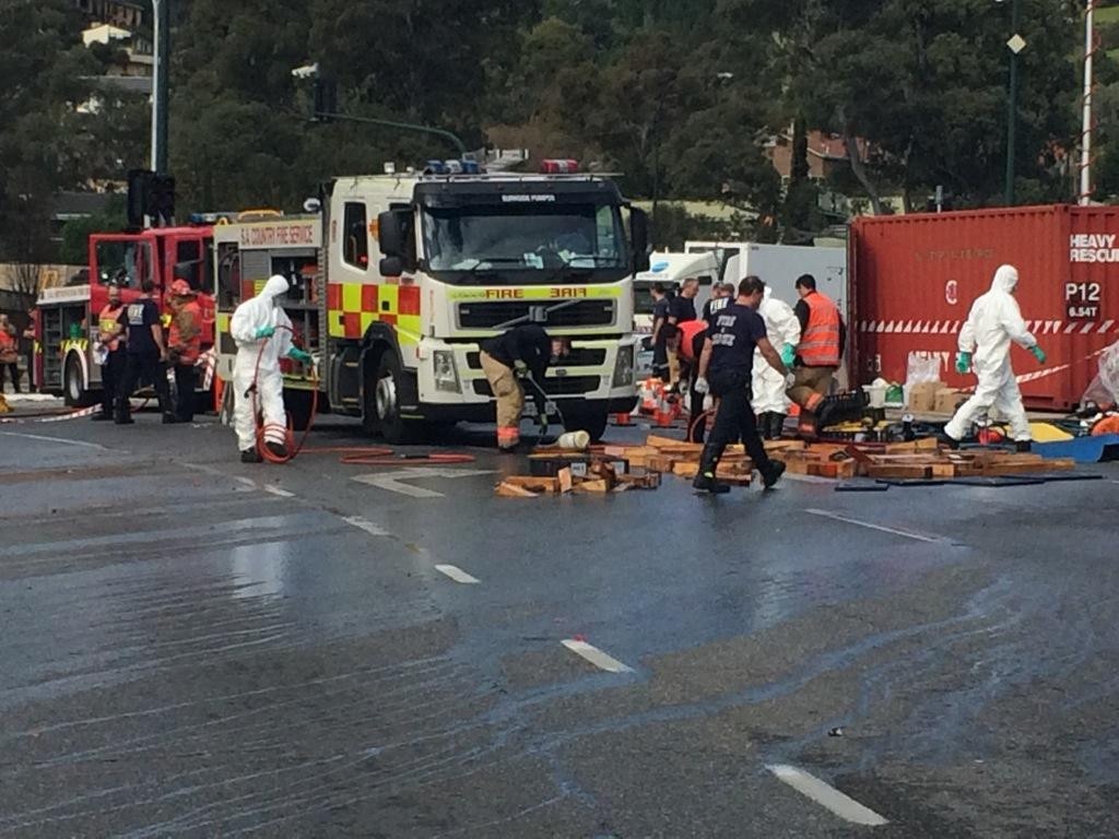 Thousands of effulent is washed away after the crash. Picture: Sam Kelton