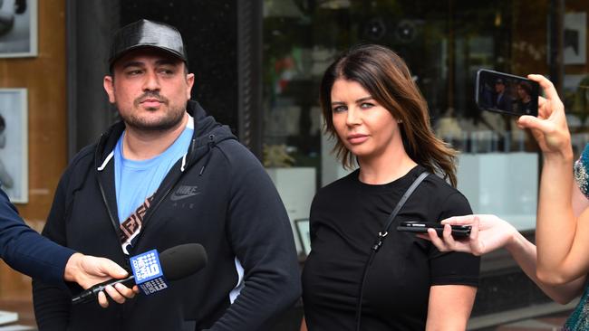 Deceased Lone Wolf bikie Erkan Keskin with wife Kristen Keskin in 2018. Picture: AAP Image