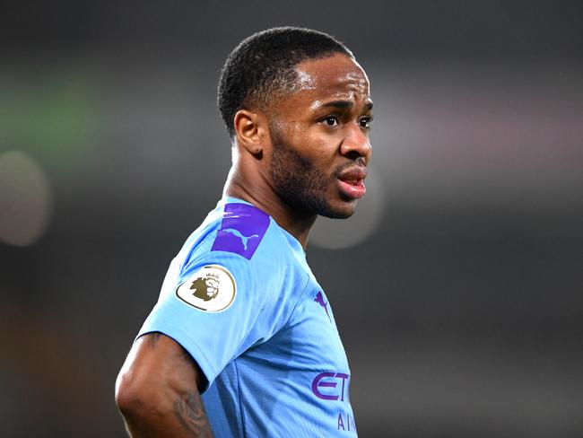 WOLVERHAMPTON, ENGLAND - DECEMBER 27: Raheem Sterling of Manchester CIty  during the Premier League match between Wolverhampton Wanderers and Manchester City at Molineux on December 27, 2019 in Wolverhampton, United Kingdom. (Photo by Clive Mason/Getty Images)