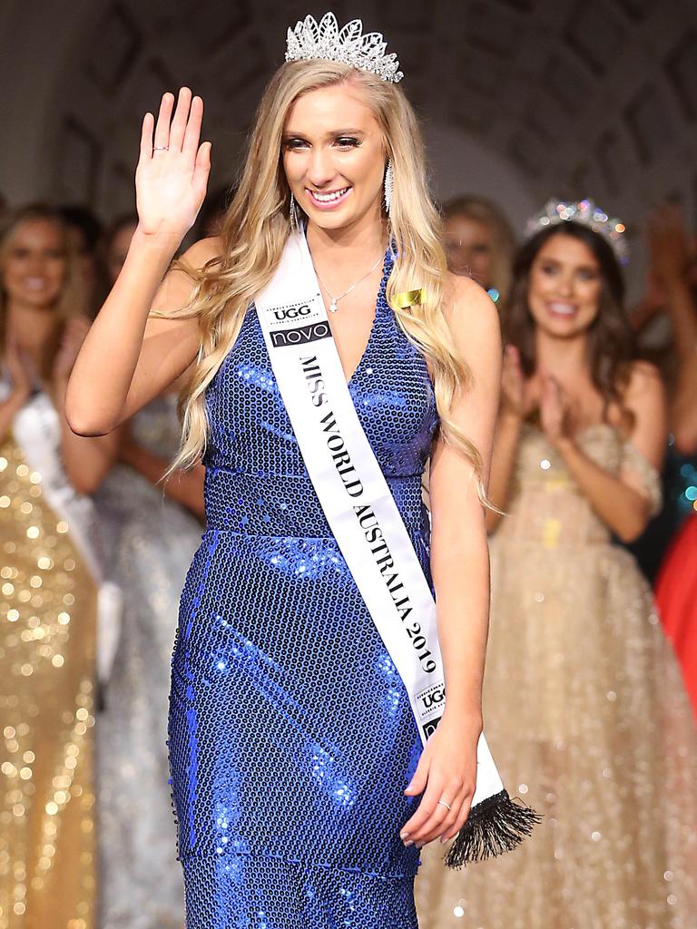 Miss World Australia Sarah Marschke at the crowning at Palazzo Versace, Gold Coast. Picture: Richard Gosling/AAP