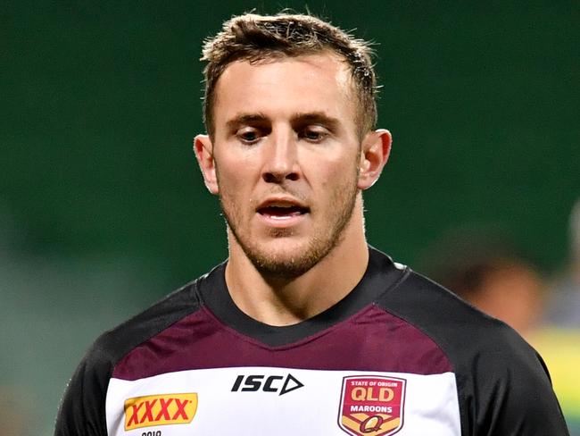 Kurt Capewell of the Queensland State of Origin team is seen during training at HBF Park in Perth, Wednesday, June 19, 2019. Queensland are playing New South Wales in the 2nd State of Origin match in Perth on Sunday. (AAP Image/Darren England) NO ARCHIVING