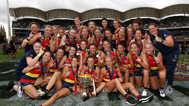 The Crows’ AFLW premiership success helped start the club’s year on a high but it ended in disappointment. Picture: Michael Willson/AFL Photos