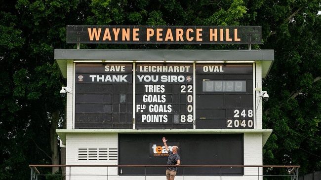 The famous Leichhardt Oval scoreboard carried the message: Thank you Siro, after the club legend said farewell on Wednesday. Credit: Supplied.