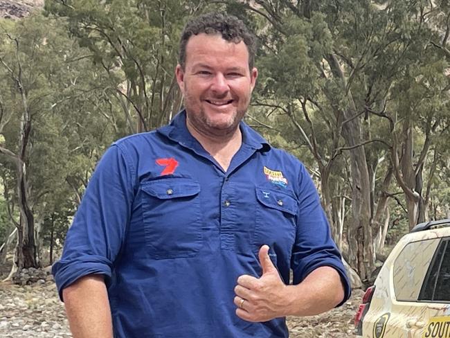 Andrew 'Cosi' Costello with the goat meat and shooting his TV show in the Flinders Ranges.