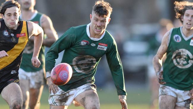 Ben Fennell kicked four goals in Greensborough’s win. Picture: Chris Eastman