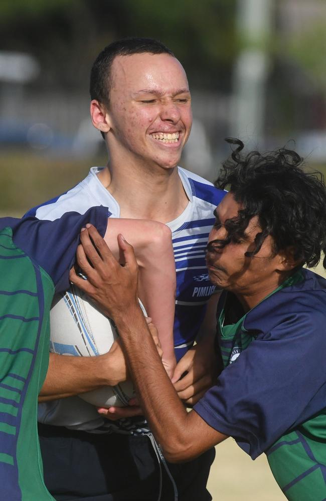 Cowboys Cup Schoolboys Football at Kern Brothers Drive. Townsville High against Pimlico High. Picture: Evan Morgan