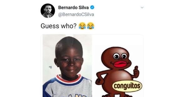 The offending tweet from Bernardo Silva, which has since been deleted.