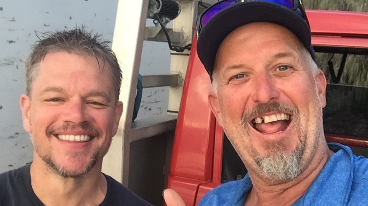 Rainbow Beach ice delivery driver Rob Gough, aka The Ice Man, with Matt Damon. Picture: Facebook