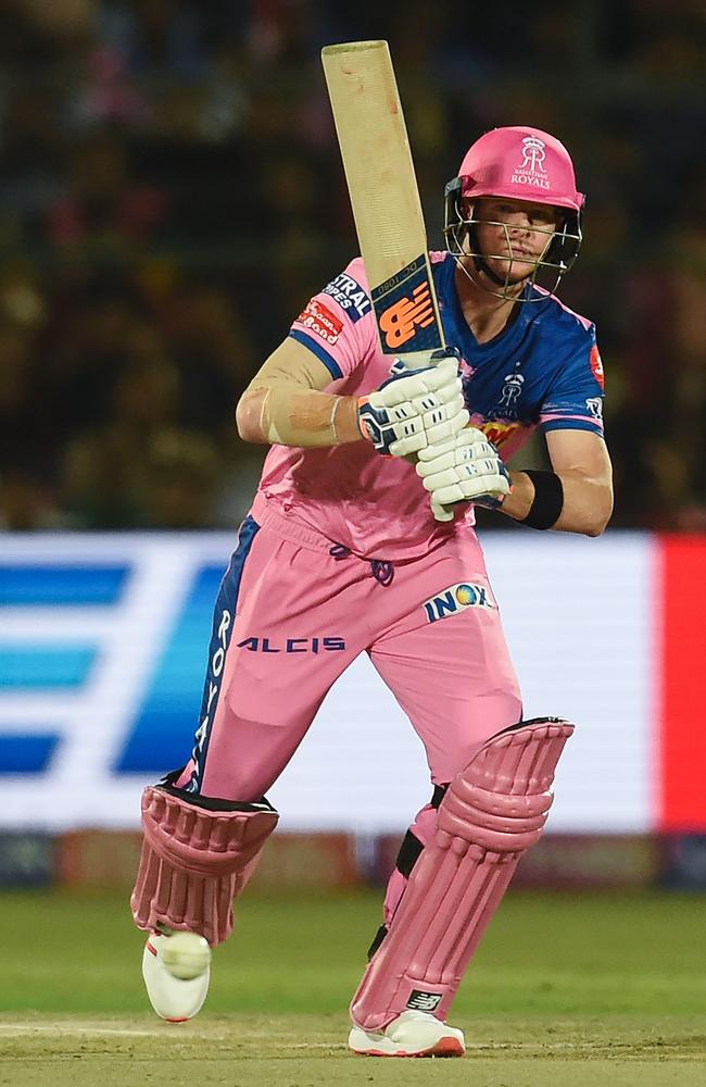 Rajasthan Royals' Steve Smith batting at against Kings XI Punjab at the Sawai Mansingh stadium in Jaipur. Picture: Money SHARMA/AFP