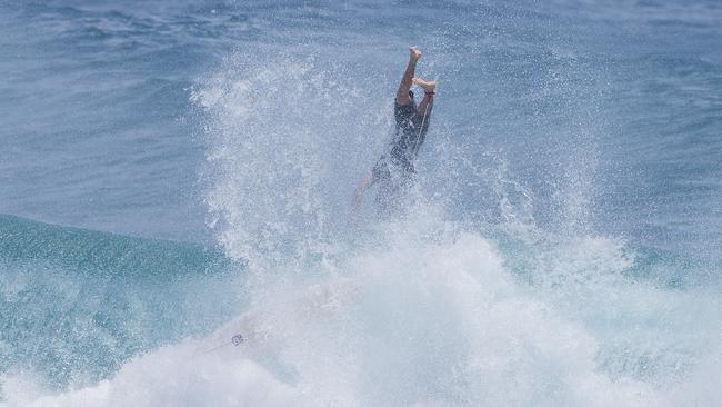 Surfers enjoying the larger swell at Snapper Rocks on Sunday 2 January 2022. Picture: Jerad Williams