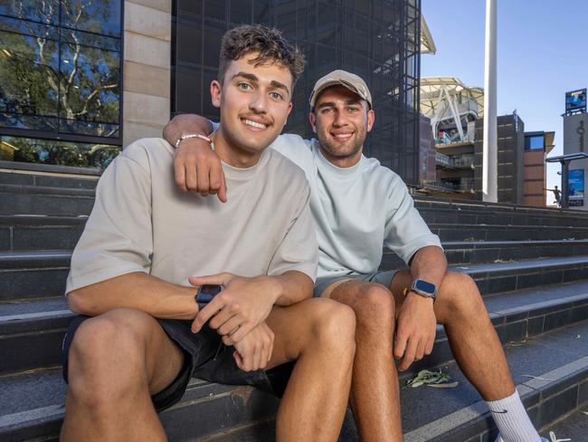 Josh Rachele and his brother Isaac, with the younger Rachele making his way across to study at Adelaide. Picture: Ben Clark