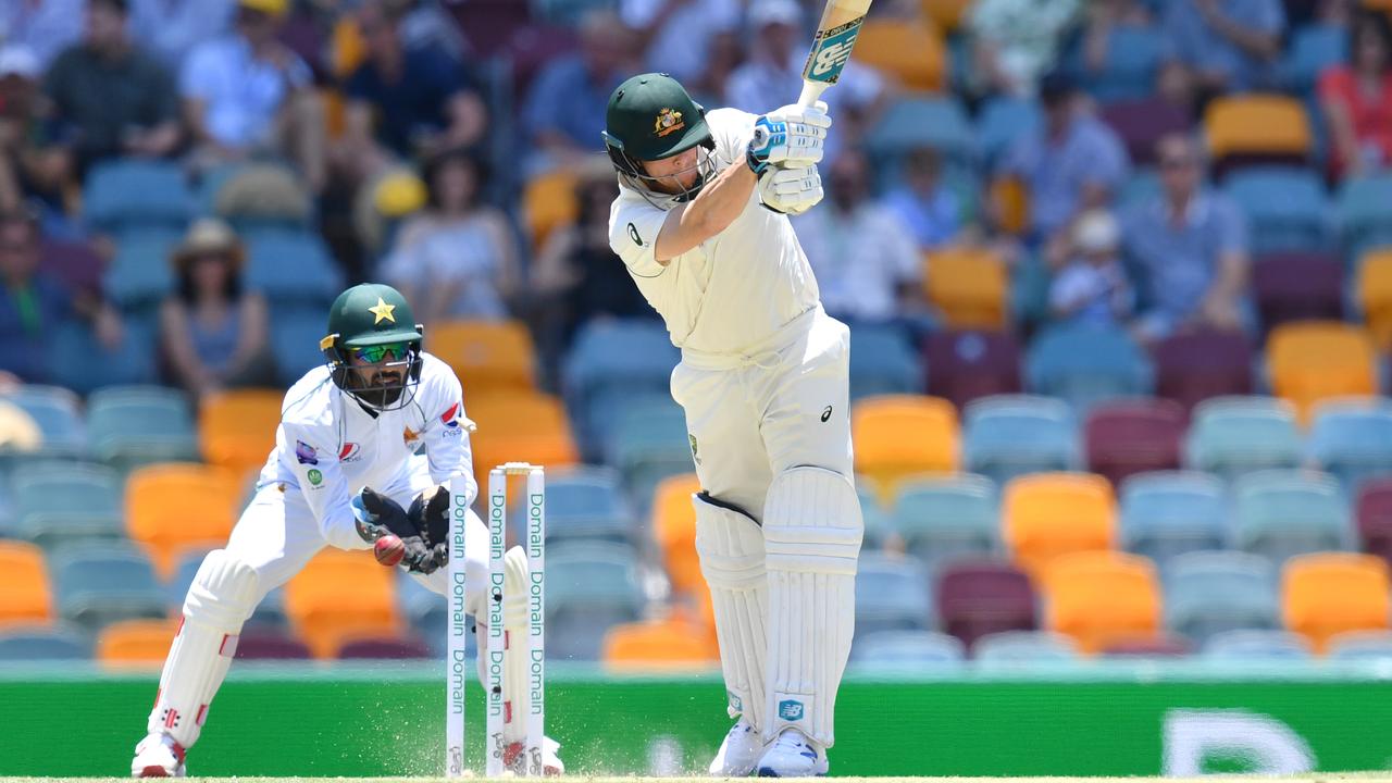 Steve Smith took a big swing at Yasir Shah before being bowled in the first innings.