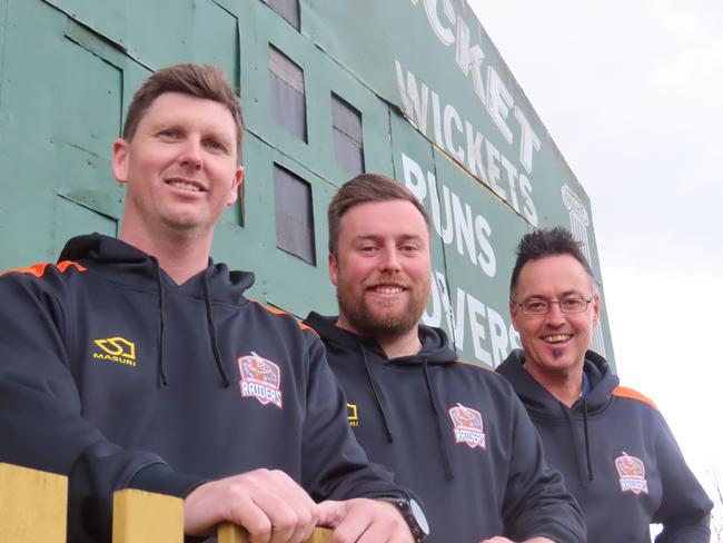 Marc Simonds (left) will coach Tasmania, with Alistair Taylor (centre) one of his assistants. Picture: Jon Tuxworth