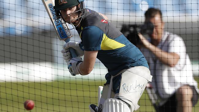 Steve Smith bats in the nets during the third Test. Picture: Getty Images