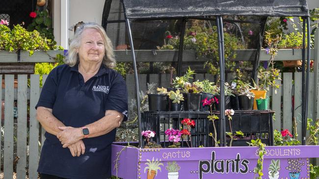 Sandra Norris raises money for charity through her plant sales from garden cuttings. Picture: Nev Madsen.