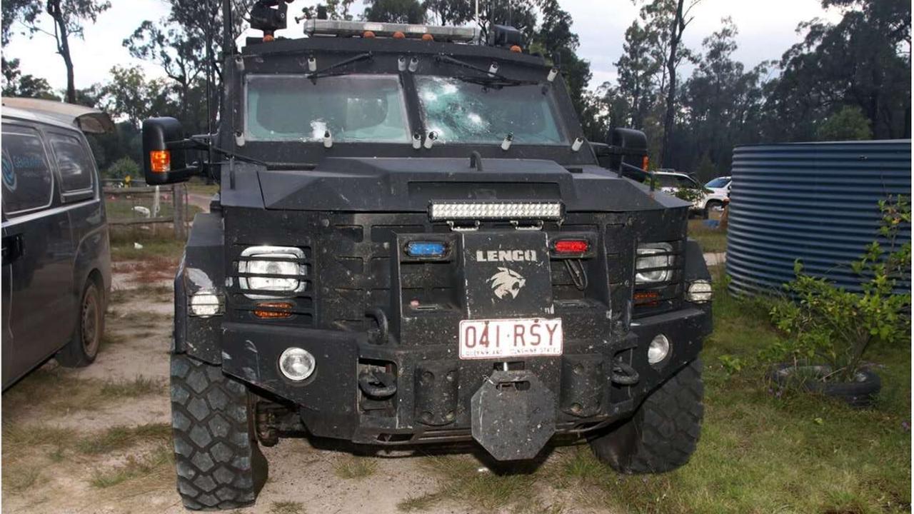 The SERT Bearcat vehicle that was shot at by Nathaniel Train using Matthew Arnold's pistol.