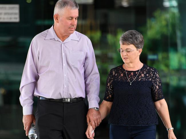 Timothy Pullen’s parents Gary and Leanne Pullen outside court today. Picture: Dan Peled/AAP