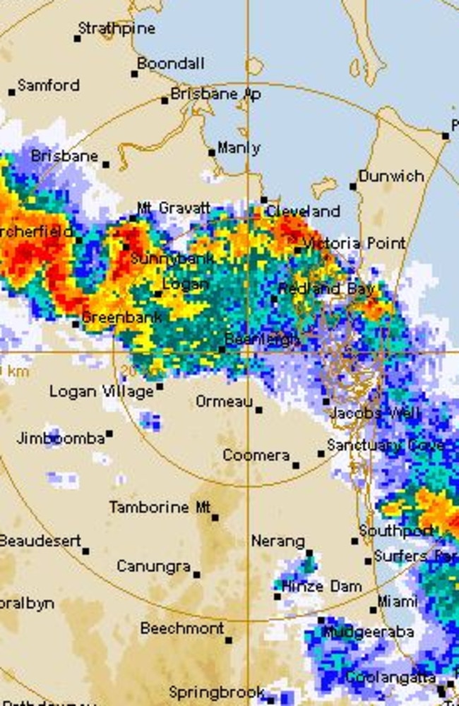 Small storms lashed SEQ on Tuesday. Picture: BOM