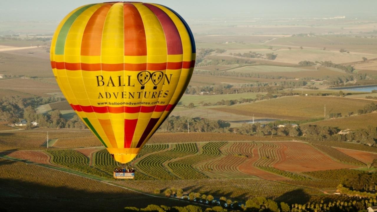 There’s no better way to see the Barossa Valley than from a hot-air balloon followed by a delicious breakfast. Picture: Supplied