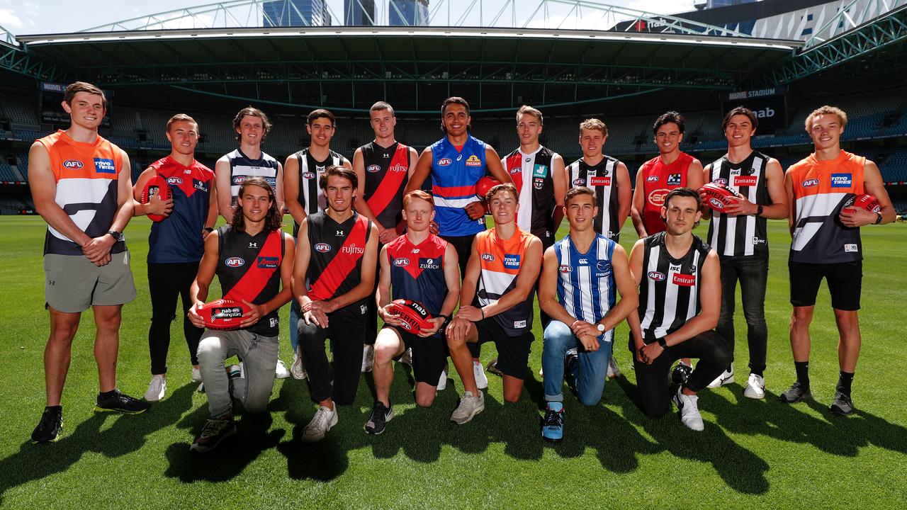 The Victorian players selected in the first round of the 2020 AFL draft. (Photo by Michael Willson/AFL Photos via Getty Images)