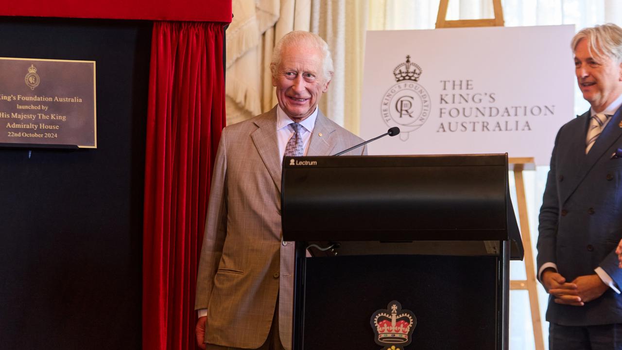 King Charles officially launches The King's Foundation Australia last October, with Australian chair, Dominic Richards, right. Picture: The King’s Foundation Australia