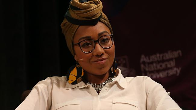 Yassmin Abdel-Magied speaking at the ANU event in Canberra. Picture: Kym Smith