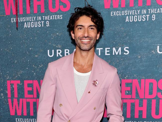 Justin Baldoni walked the premiere on his own at the New York City event, as his wife and family waited in the wings. Picture: Cindy Ord/Getty Images
