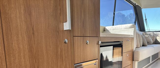 Inside the Maritimo S60 sedan luxury motor yacht, to be shown at the 2025 Sanctuary Cove Boat Show. Picture: Jacklyn O'Brien.