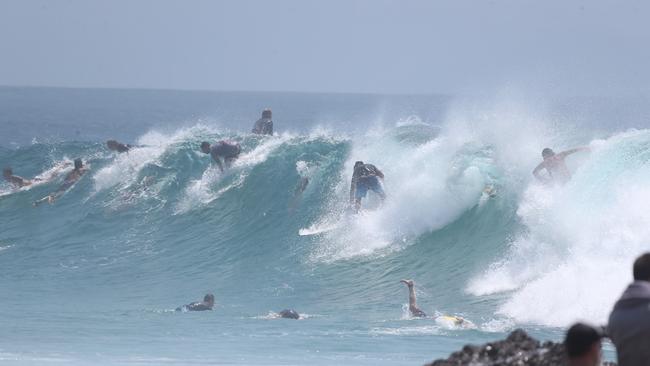 Surfers enjoyed the waves at Snapper Rocks Picture Mike Batterham