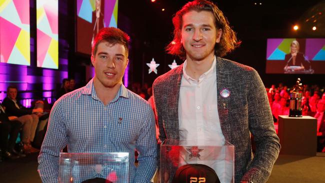 22 under 22 vice-captain Zach Merrett (Essendon) and captain Marcus Bontempelli (Western Bulldogs). Picture: Getty Images