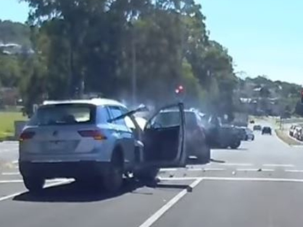 The scene of the dramatic arrest. Picture: dashcam Owners Australia