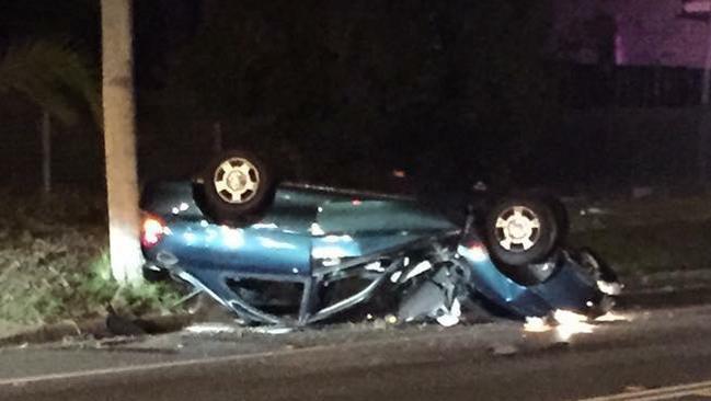 The male driver, 20, of this car was taken to hospital for treatment for minor injuries and bruising.