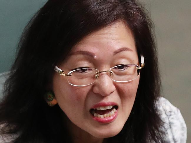 Gladys Liu during a division in Question Time in the House of Representatives Chamber, at Parliament House in Canberra. Picture Kym Smith