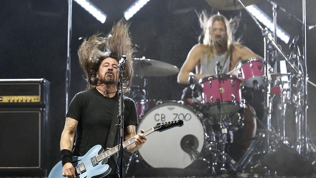 The Foo Fighters drummer on stage with Dave Grohl at Lollapalooza Chile on March 18 in Santiago. Picture: Marcelo Hernandez/Getty Image)