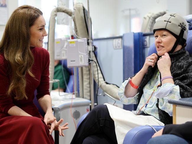 The Princess of Wales talks with Katherine Field during a visit to The Royal Marsden Hospital on January 14 in London. Picture: Chris Jackson/Getty Images